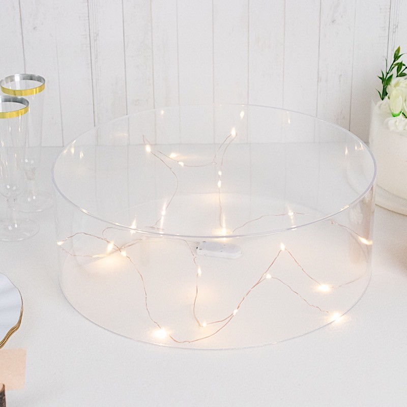 14″ CLEAR Round Acrylic CAKE STAND Display Box Pedestal Riser Party Decorations