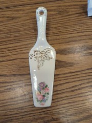 Vintage Decorative Porcelain Cake Server Cutter Holiday Wedding Birthday Etc.