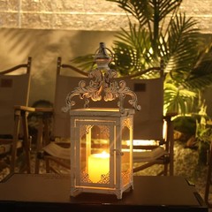NEEDOMO Lanterns Decorative Indoor, 16″ White Hanging Lantern Set of 1, Beige