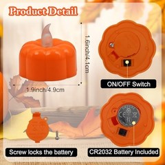 Fall Decorations for Home Pumpkin Tea Lights,12 Pack LED Orange Pumpkin Lights