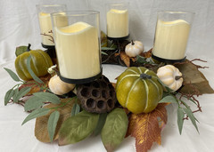 Fall Foliage Battery Candles Centerpiece Wreath Autumn Thanksgiving 18″