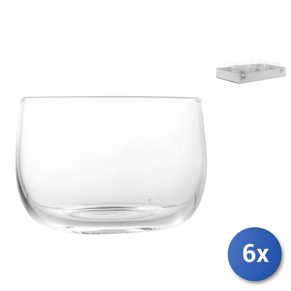 6X Transparent Glass Candle Holders, 7X5Cm