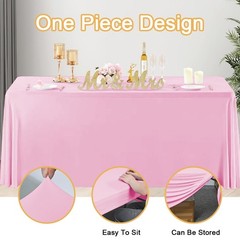 HAORUI Open Back Table Skirts, 4Pack Rectangle Wrinkle Resistant Table Clothe…