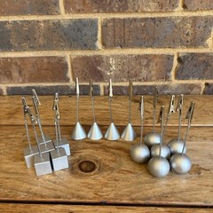 Vintage 1990’s Crate and Barrel Matte Silver Geometric Base Memo Place Clip