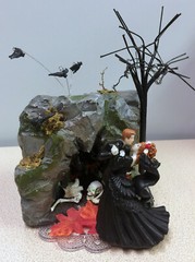 Cave Scary Black Dress w/Lights Wedding Cake Topper Halloween Groom top Funny