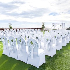 150PCS White Stretch Spandex Folding Chair Covers for Wedding Party Dining