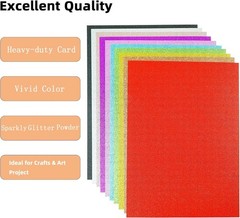 20 Sheets Black Glitter Cardstock 8.5 x 11 Inches, Heavyweight 250gsm Premium…