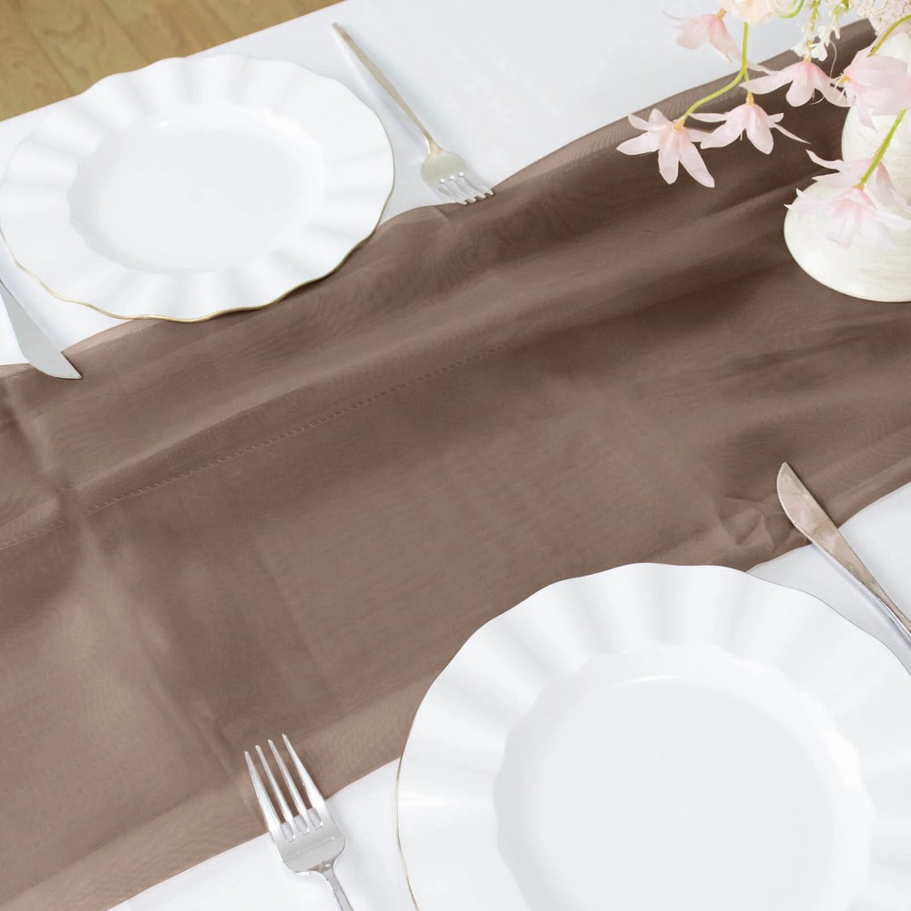 Taupe 72″ Premium Chiffon Table Top Runner Party Wedding Linen Event Decorations