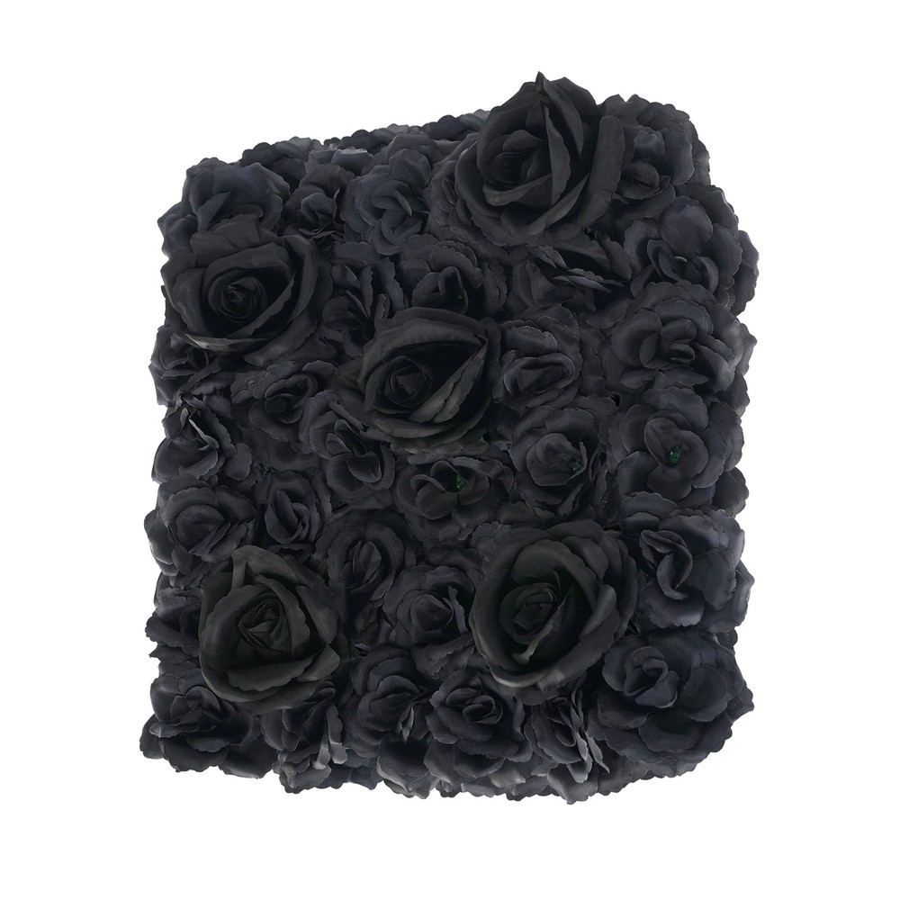 Flower Wall Panels, Black Rose Wall Background, 12PCS Artificial Flowers 38*38cm