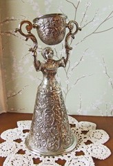 Vtg. Silver Plated Gold Wash Double Toasting Wedding Cup Chalice Goblet 8 1/2″ H
