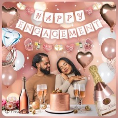 Pirese Rose Gold Happy Engagement Banner, Just Engaged