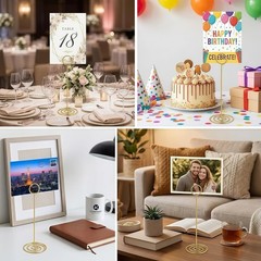 Elegant Gold Table Number Holders – Durable 8.75 Inch Photo Stand Set of 10