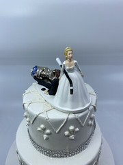 Funny Hockey Player Stanley Cup Bride and Groom Wedding cake topper Or Your Team