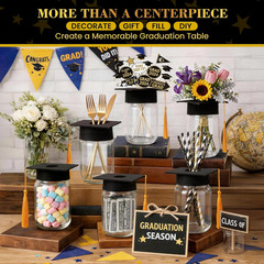 6 Sets 2026 Graduation Centerpieces for Tables, Mason Jar Centerpieces with Grad