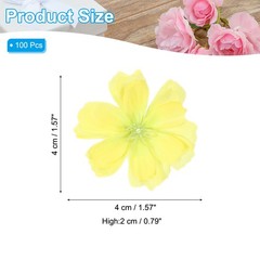 100Pcs Fake Silk Flower Heads Artificial Cherry Blossom Wedding Yellow