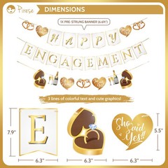 Pirese Happy Engagement Banner, Just Engaged Gold
