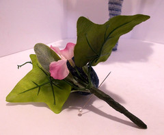 Denim Bridal Bouquet Roses w Spring Flowers & Denim Rose Corsage Country Wedding