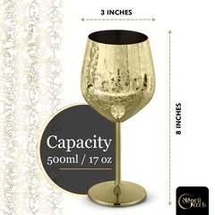 Stainless Steel Wine Glasses – Set of 2 Etched 16 oz Metal Goblets, Unbreakab…