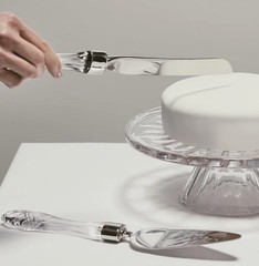 Waterford Wedding Cake Knife and Server Set Crystal Handles Serrated Knife