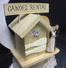 CANOES Boating Camping Fishing Lake beach Cabin Funny bride & Groom top Ornament
