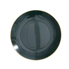 HUNTER GREEN 10 Glossy 10″ Round Plastic Salad PLATES Gold Rim Party Events