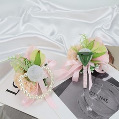 Pink Corsage and Boutonniere Set Rose Silk Wrist Corsage for Prom Wedding Bri…