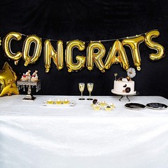 13″ Gold Congrats Mylar Foil Balloon Banner Party Events Decorations Supplies