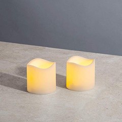 Outdoor Flameless Candles Waterproof, 2 Pack, 3×3 Ivory 3″ by 3″ – Set of 2