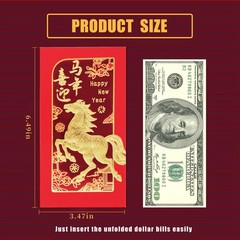 Chinese New Year Red Envelopes, Lunar 6.69 X 3.54 Inches,