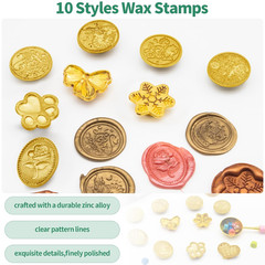917Pcs Letter Sealing Kit Contains 18 Colors Wax Seal Beads, 10Pcs Stamps with H