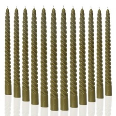 MAITREYA Olive Green Taper Candles Stick Spiral 10 inches, F-Olive green