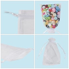 50 Pack Organza Bags 4 x 6 inch Small Bags, Favor 1 Count (Pack of 50) White