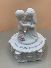 VTG Precious Moments Wedding Cake Topper Forever True Bride & Groom