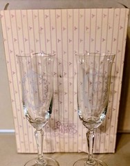 Precious Moments Bride Groom Champagne Flutes Set Wedding Toast Glasses In Box