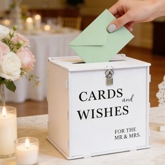 White Wedding Card with Slot & Lock, Elegant Wedding Card Boxes for Reception…