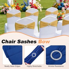 30Pcs Chair Sashes with Buckle Slider Stretch Spandex Chair Bows Cover, Sapphire