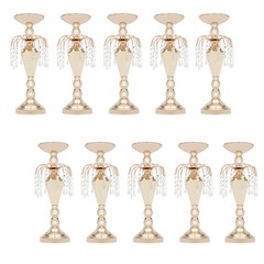 17.7in Height 10 Pcs Versatile Metal Wedding Centerpieces Vase& Pillar Candle