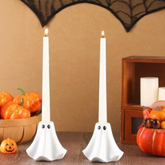 Conelist 2 Pcs Halloween Ghost Candlestick Holders Cute white, black