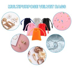 20Pcs Velvet Gift Bags 2 x 2.8″ Velvet Drawstring Jewelry Pouches Black