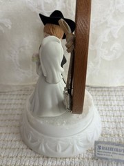 Western Wedding Cake Topper Groom In Cowboy Hat Bride w Lucky Horseshoe