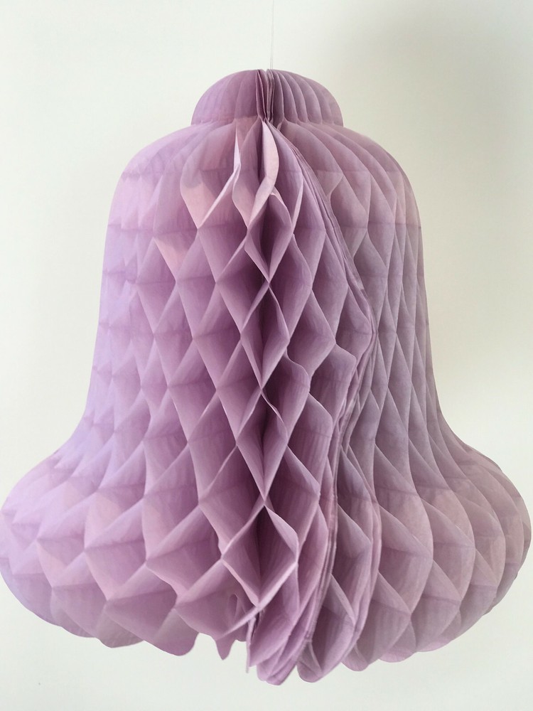3 Pack Wedding Occasion 50cm Lilac Honeycomb Tissue Paper Bells Flame Retardant