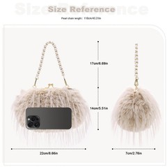 Clutch Purse for Women Fluffy Feather Evening bags Pearl Handbag Vintage Shou…