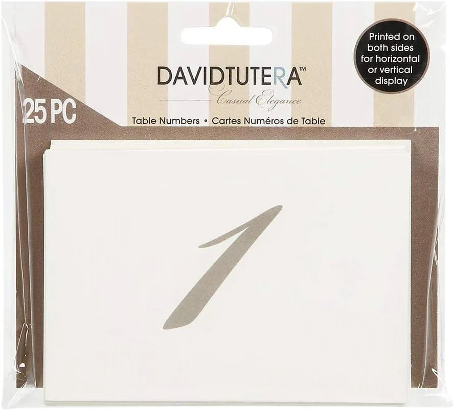 David Tutera Table Numbers 1-25 Horizontal or Vertical Display / Dual Sided -NEW