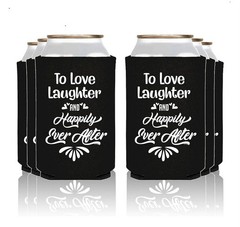 12 Pcs To Love Laughter And Happily Ever After Insulated Can Coolers. Wedding