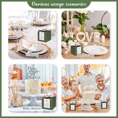 Affrolling 50 Pcs Wedding Favor Boxes with Thanks Card Square Flower Candy Boxes