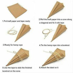 50pcs Vintage Kraft Paper Cones Bouquet Candy Boxes Wedding Party Gifts Flower