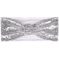 50Pcs Sequin Chair Sashes Spandex Glitter Chair Bows Bands Wedding Banquet Decor