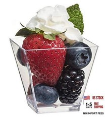 100 Ct Elegant Square Mini Cube 2oz Clear Tasting Sample 100 Count (Pack of 1)