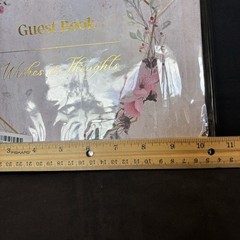 White Marble Colored Hardcover Floral Guest Book «Wishes & Thoughts» Pink & Gold