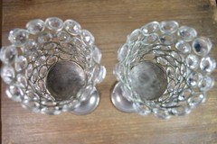 Silver Tone Crystal Stem Jeweled Votives Chalice Candleholders Set Of 2 Beads